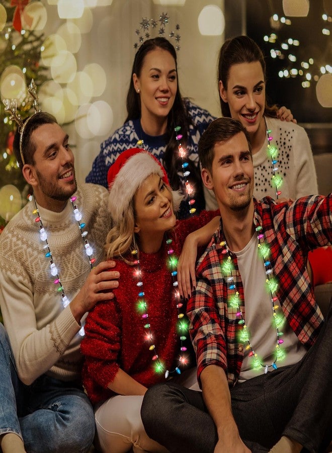 Traplace Christmas Party Accessories, 12PCS Christmas Light Necklace, Christmas Favors Colorful Bulbs, 3 Modes Light Up Christmas Necklace Santa Claus Christmas Trees Snowmen Christmas Necklaces Adults - Image 4